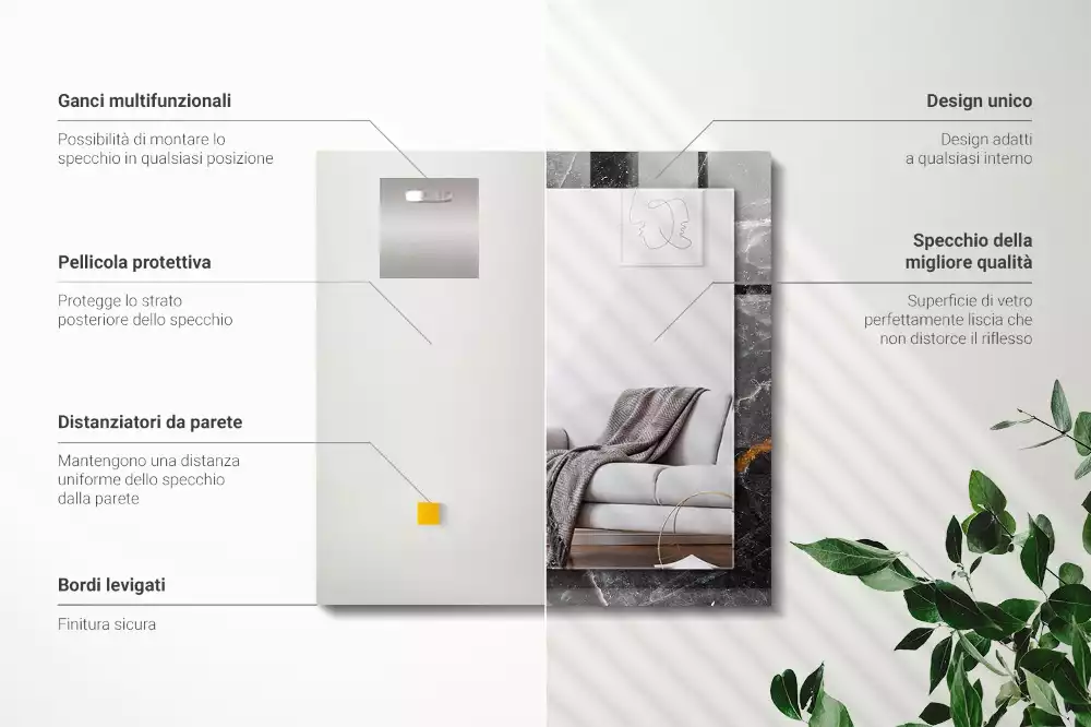 Espelho decorativo Veios de mármore preto