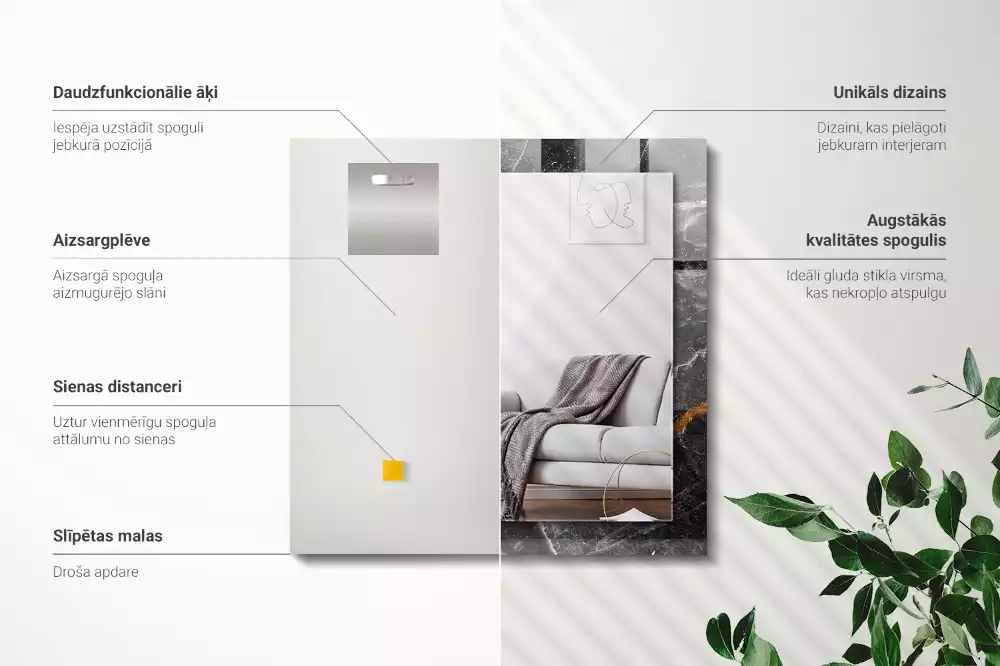 Espelho decorativo Veios de mármore preto