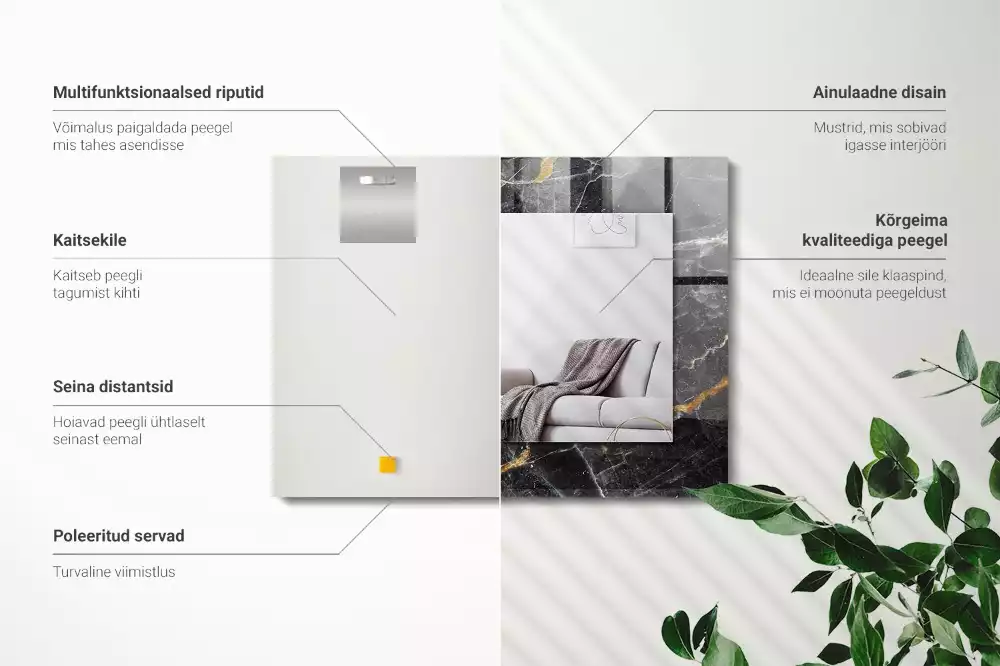 Espelho decorativo Veios de mármore preto