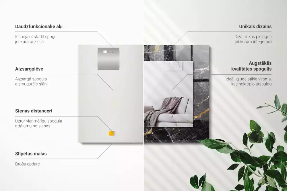 Espelho decorativo Veios de mármore preto