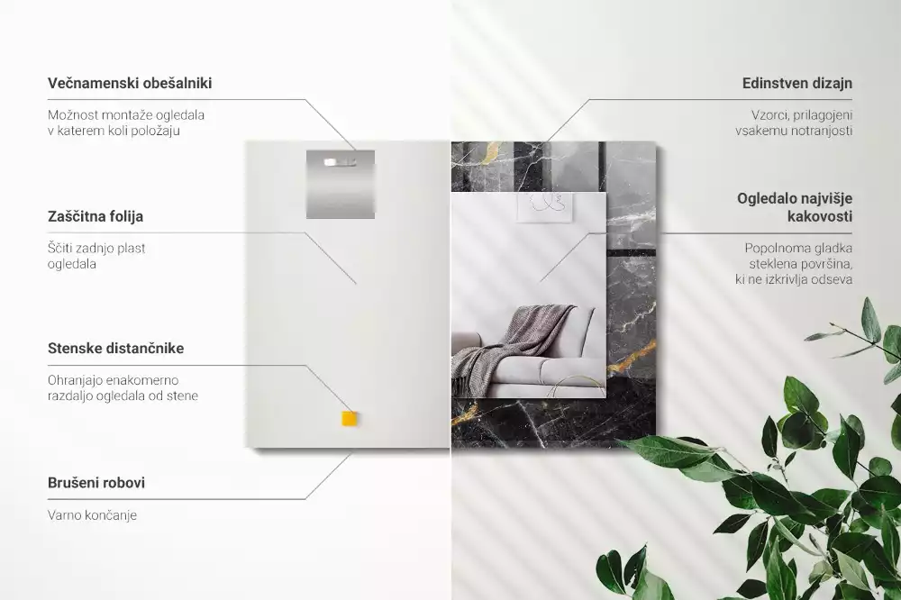 Espelho decorativo Veios de mármore preto