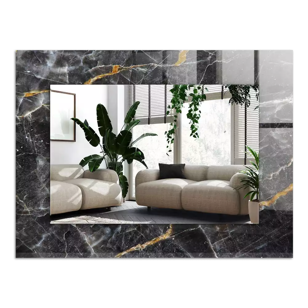 Espelho decorativo Veios de mármore preto
