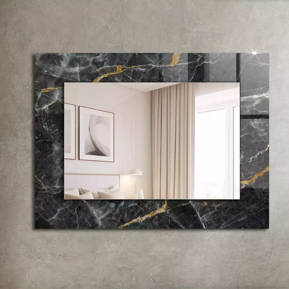 Espelho decorativo Veios de mármore preto