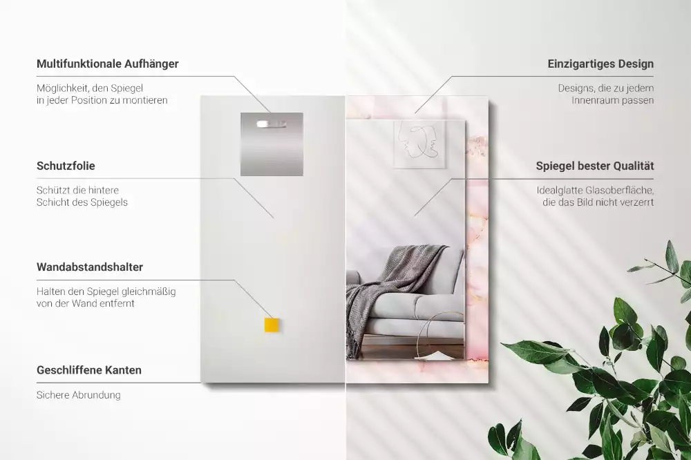 Espelho decorativo Padrão de mármore rosa