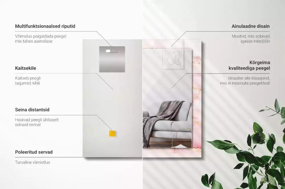 Espelho decorativo Padrão de mármore rosa