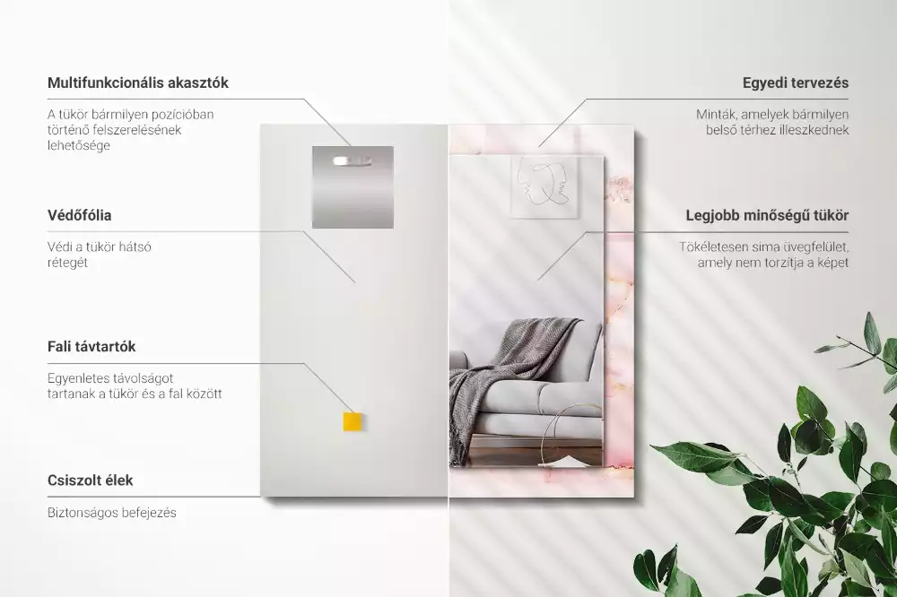 Espelho decorativo Padrão de mármore rosa