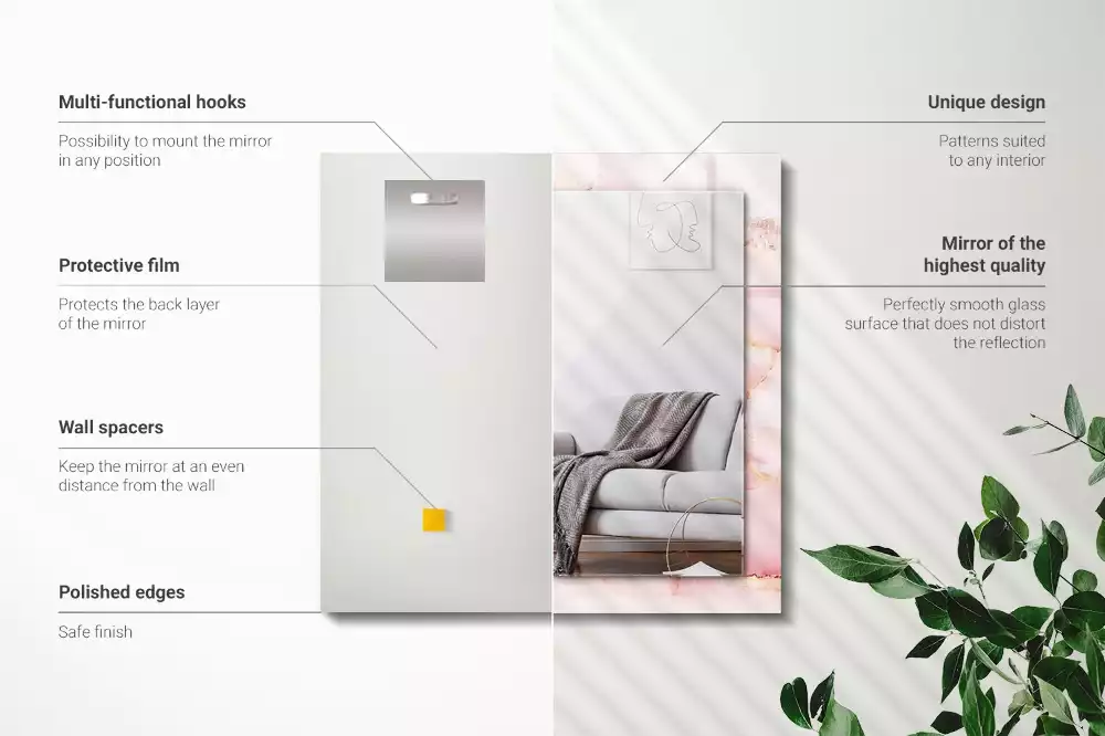 Espelho decorativo Padrão de mármore rosa