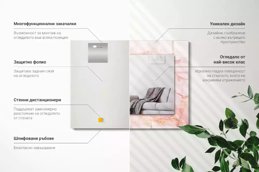 Espelho decorativo Padrão de mármore rosa