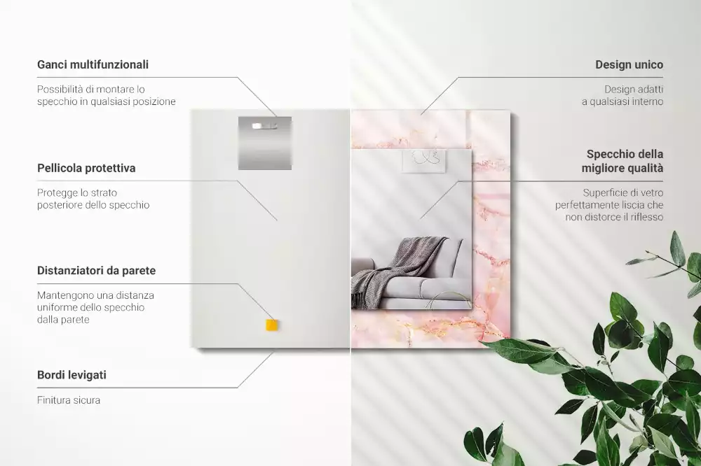 Espelho decorativo Padrão de mármore rosa