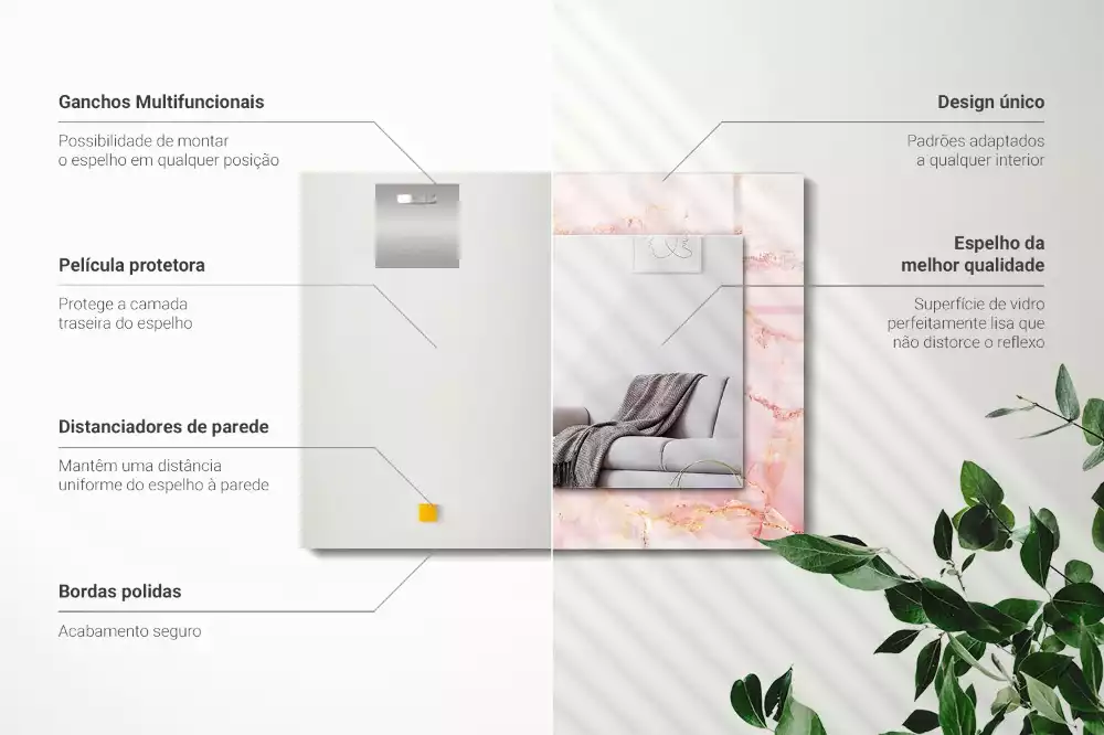 Espelho decorativo Padrão de mármore rosa