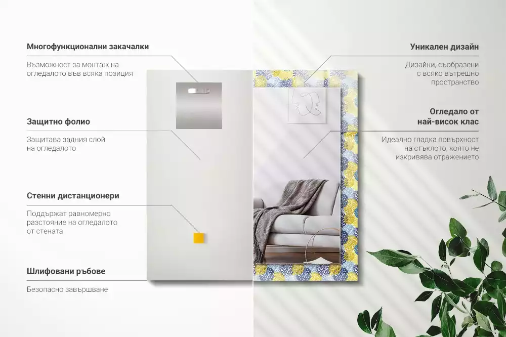 Espelho com moldura decorada Padrão floral colorido