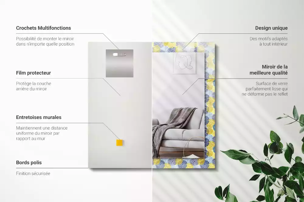 Espelho com moldura decorada Padrão floral colorido