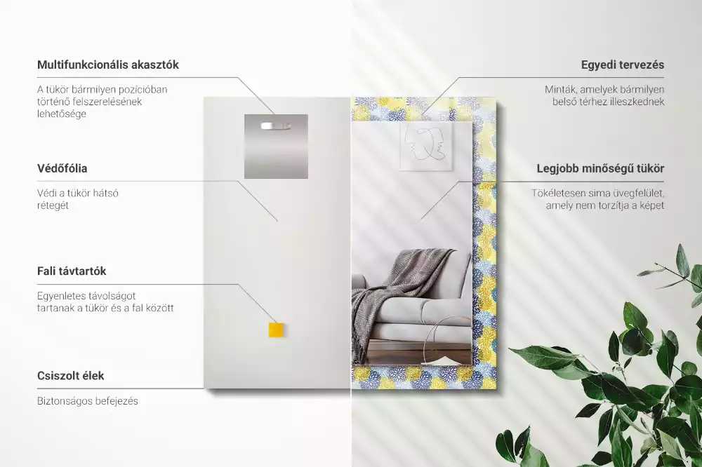 Espelho com moldura decorada Padrão floral colorido