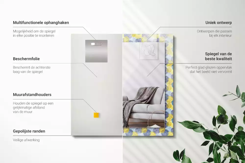 Espelho com moldura decorada Padrão floral colorido