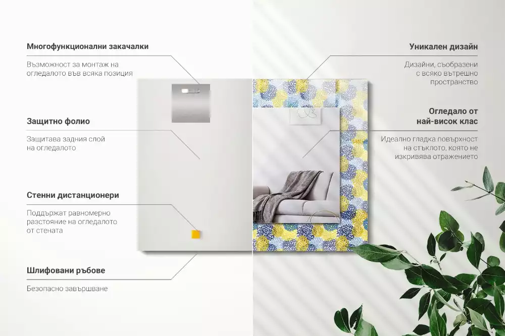 Espelho com moldura decorada Padrão floral colorido