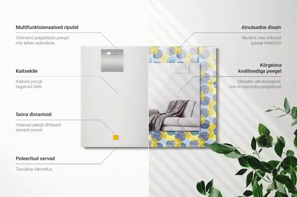 Espelho com moldura decorada Padrão floral colorido