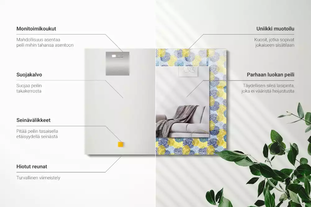 Espelho com moldura decorada Padrão floral colorido