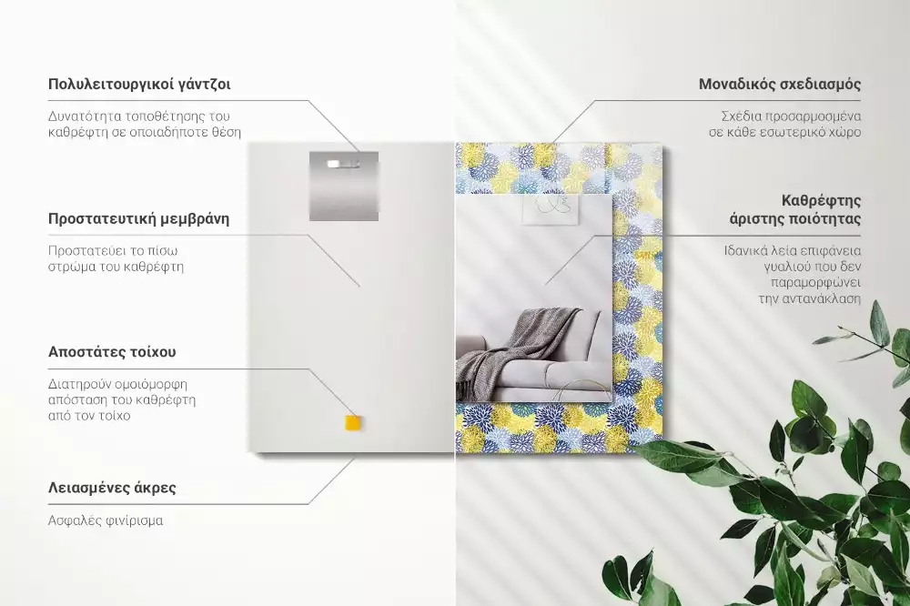 Espelho com moldura decorada Padrão floral colorido