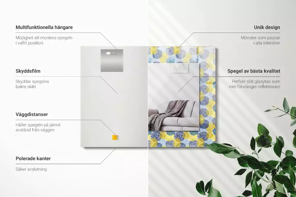 Espelho com moldura decorada Padrão floral colorido