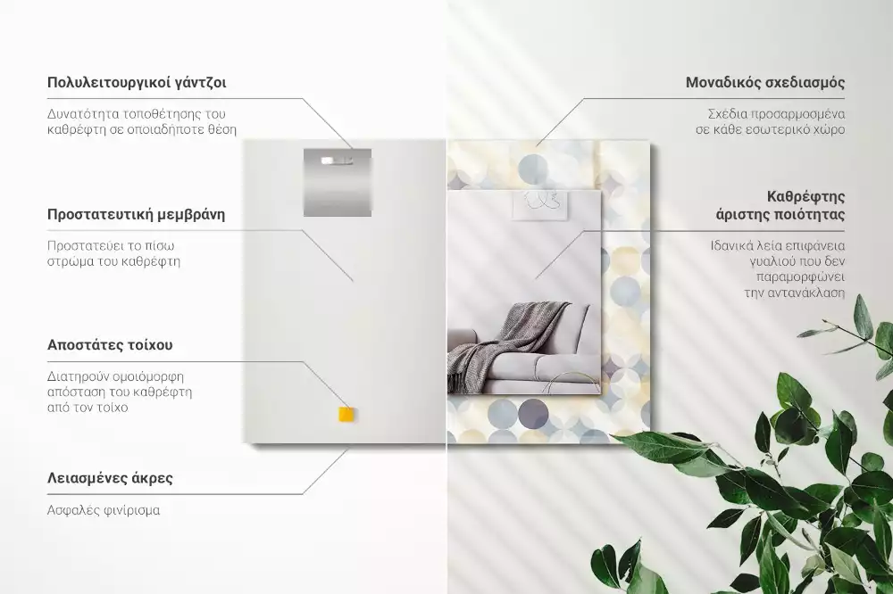 Espelho decorado Padrões circulares coloridos