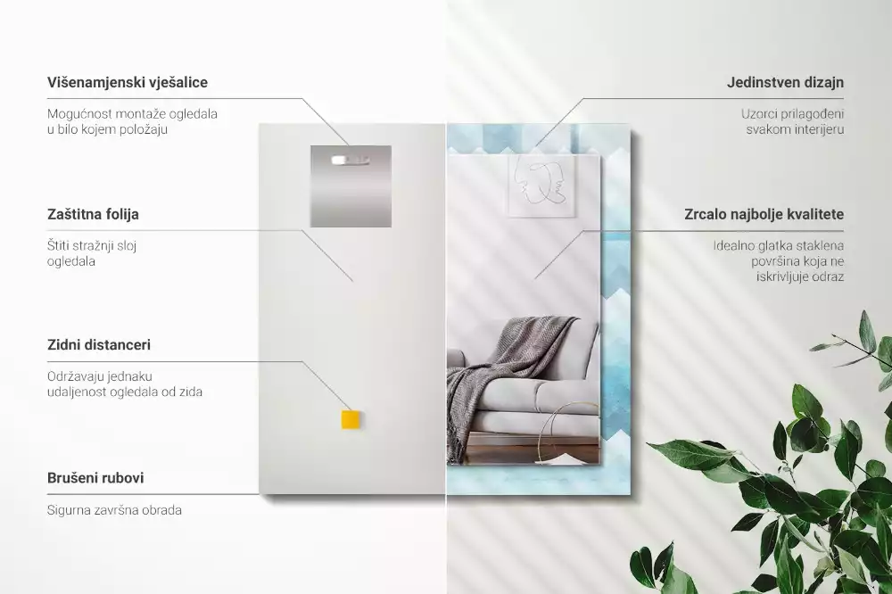 Espelho decorativo Padrão de gradiente em ziguezague