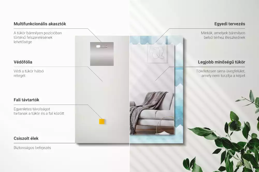 Espelho decorativo Padrão de gradiente em ziguezague