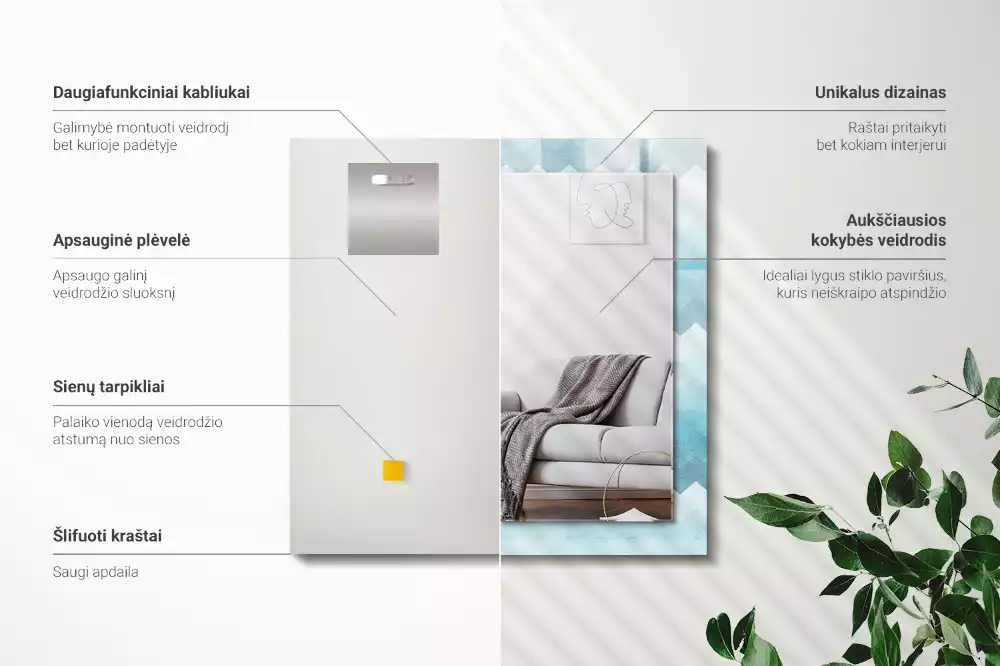 Espelho decorativo Padrão de gradiente em ziguezague