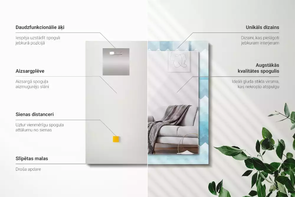 Espelho decorativo Padrão de gradiente em ziguezague