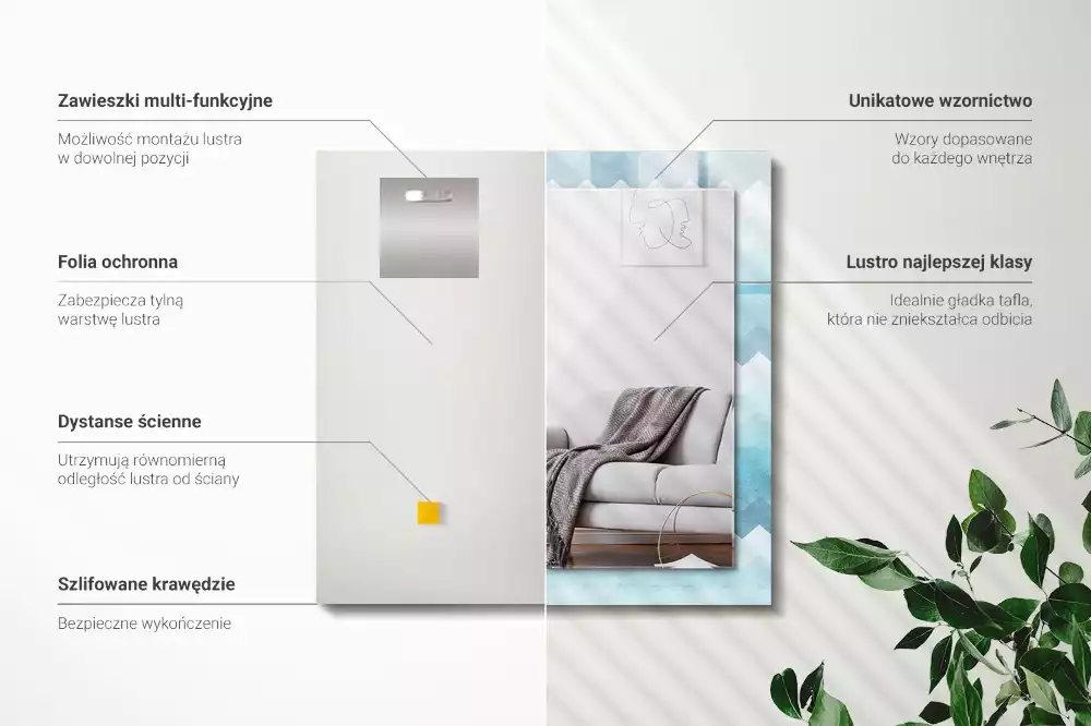 Espelho decorativo Padrão de gradiente em ziguezague