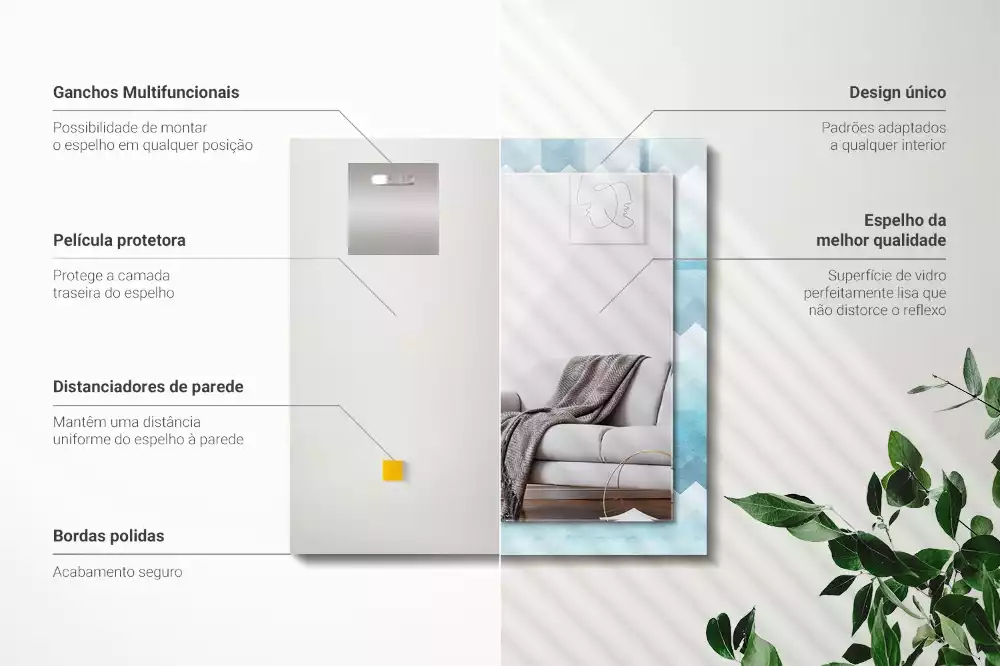 Espelho decorativo Padrão de gradiente em ziguezague