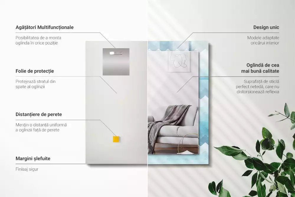 Espelho decorativo Padrão de gradiente em ziguezague