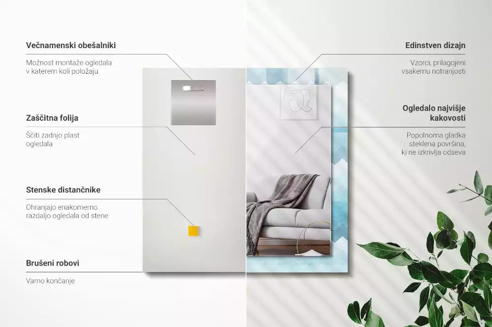 Espelho decorativo Padrão de gradiente em ziguezague