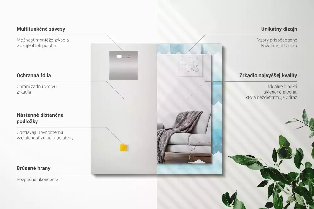 Espelho decorativo Padrão de gradiente em ziguezague