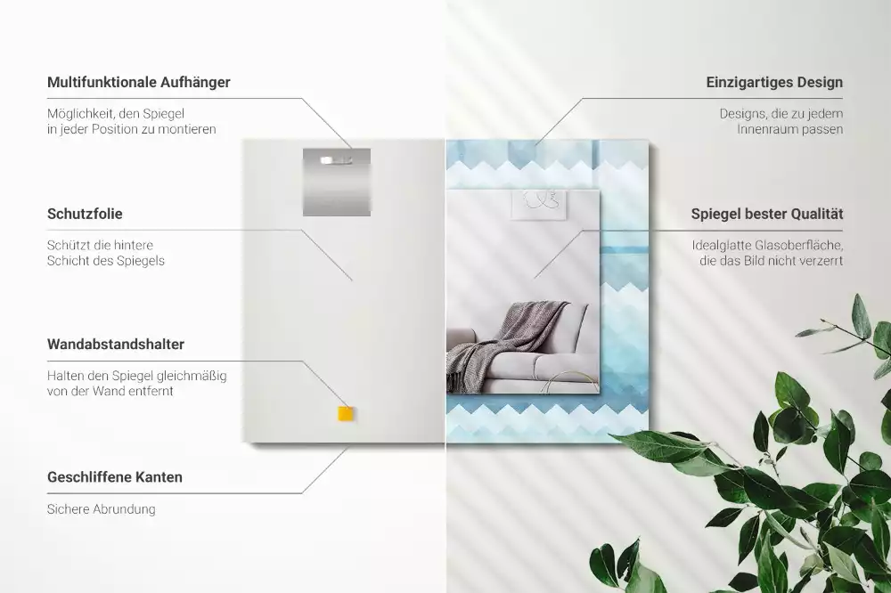 Espelho decorativo Padrão de gradiente em ziguezague