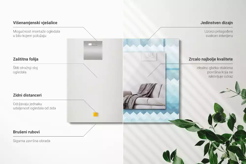 Espelho decorativo Padrão de gradiente em ziguezague