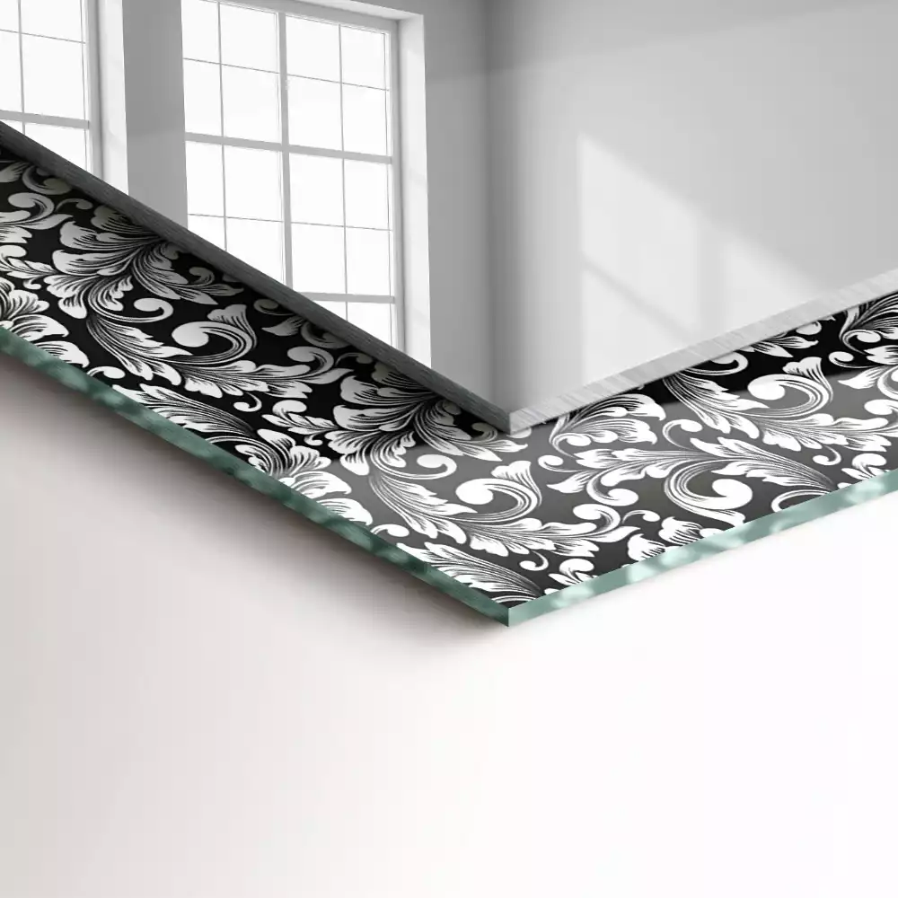 Espelho com moldura decorada Enfeites em preto e branco