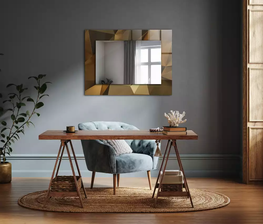 Espelho com moldura decorada formas geométricas