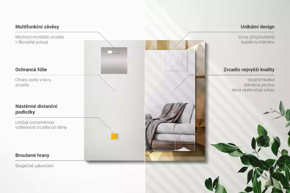 Espelho com moldura decorada formas geométricas