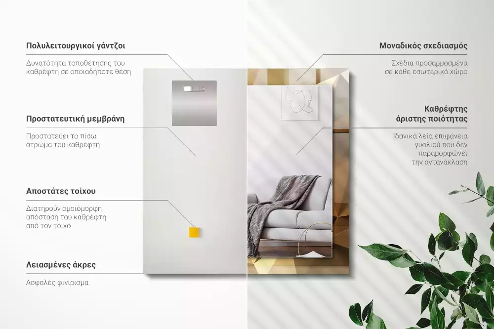 Espelho com moldura decorada formas geométricas