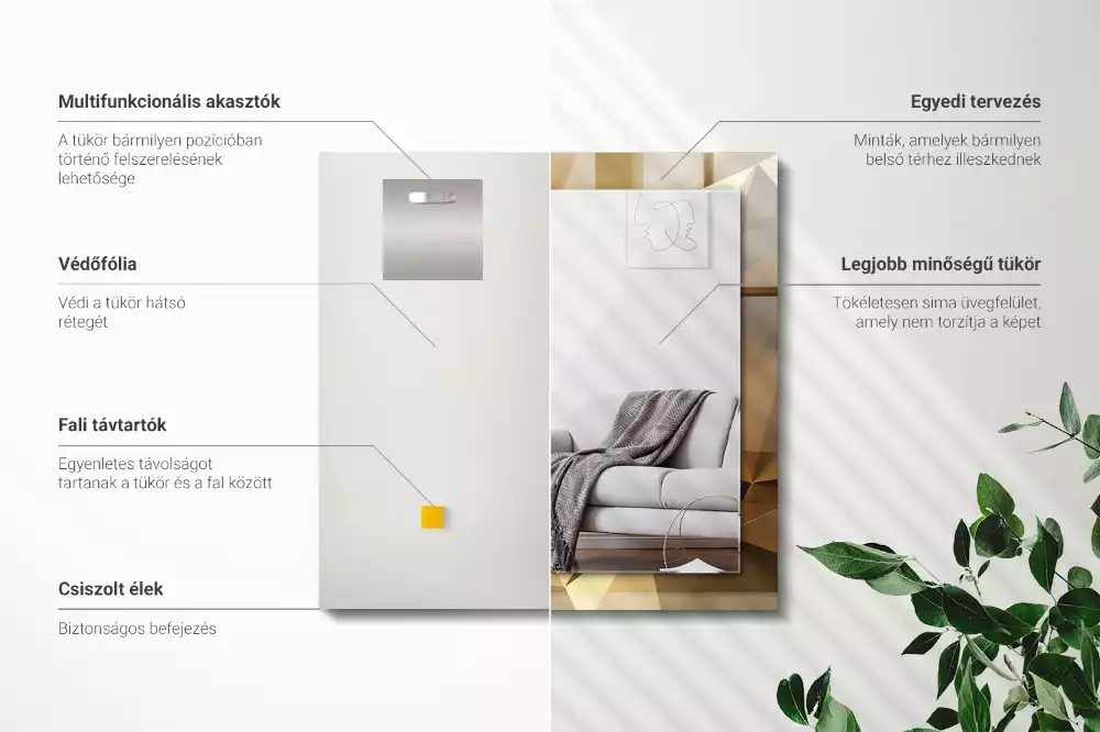 Espelho com moldura decorada formas geométricas