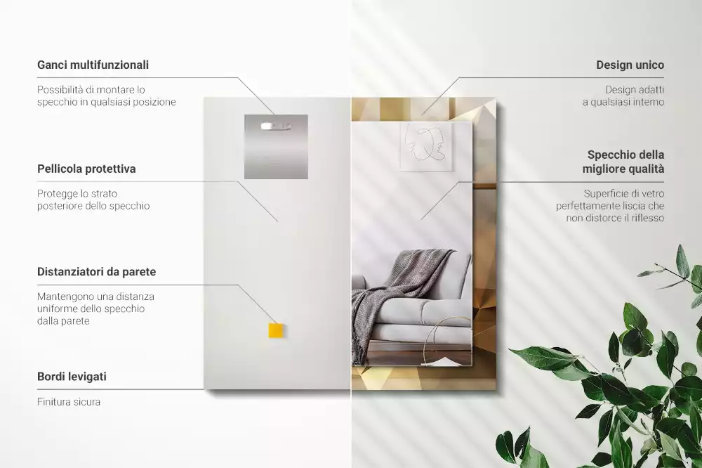 Espelho com moldura decorada formas geométricas