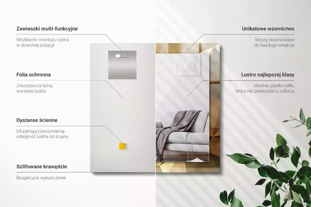 Espelho com moldura decorada formas geométricas