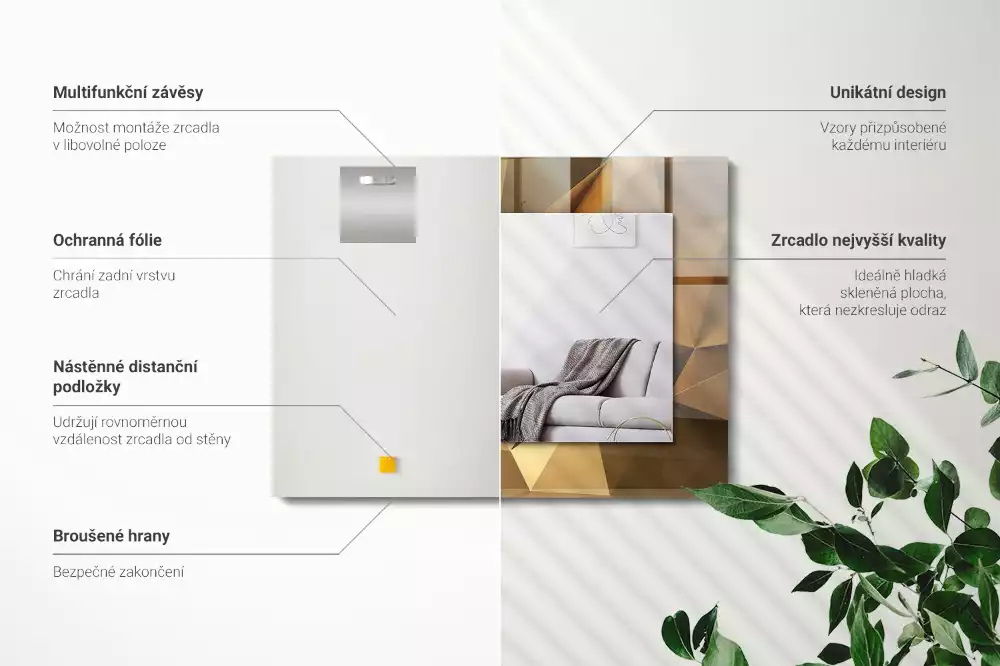 Espelho com moldura decorada formas geométricas