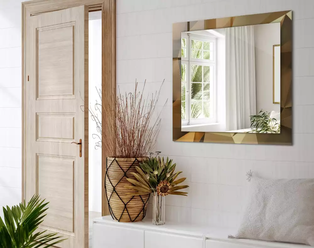 Espelho com moldura decorada formas geométricas