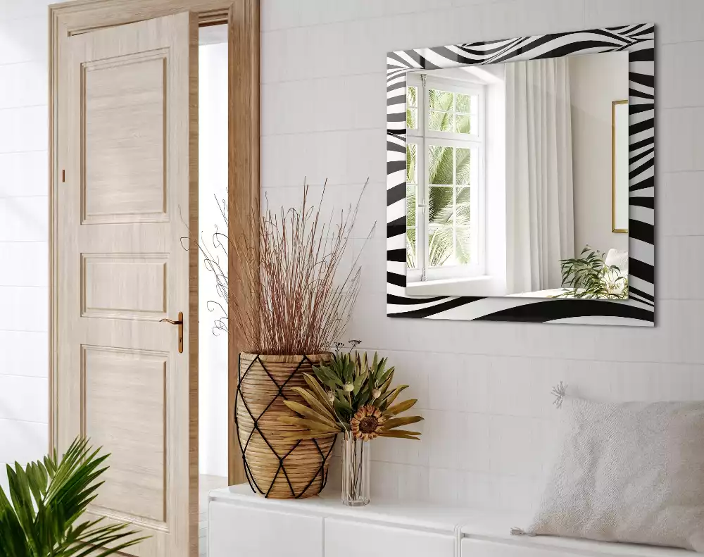 Espelho decorativo Ondas pretas e brancas