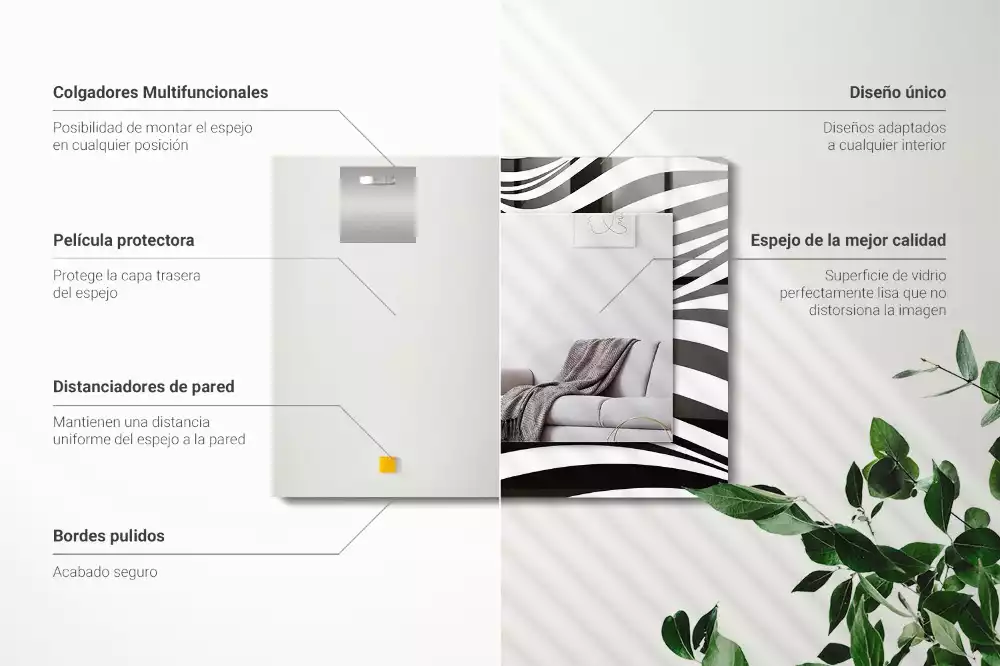 Espelho decorativo Ondas pretas e brancas