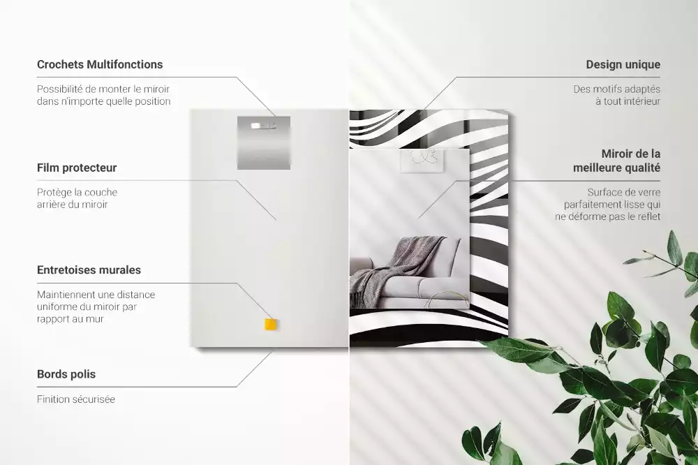 Espelho decorativo Ondas pretas e brancas