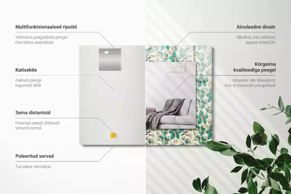 Espelho decorado Pássaros e flores