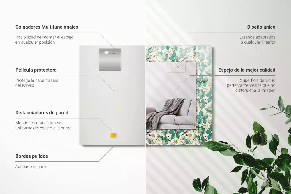 Espelho decorado Pássaros e flores