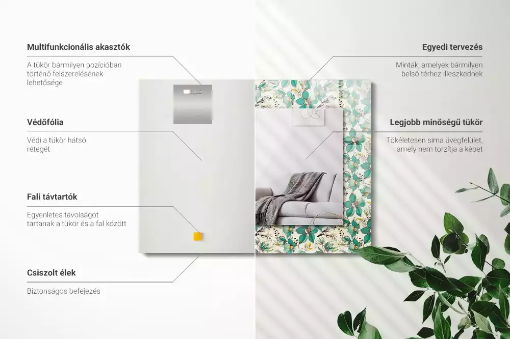 Espelho decorado Pássaros e flores